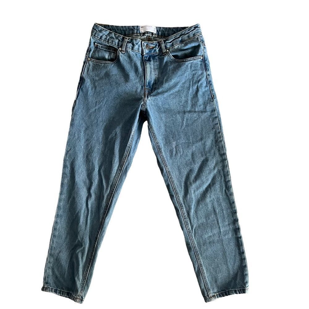 ASOS Cropped High Rise Straight Blue Denim Jeans Size 29